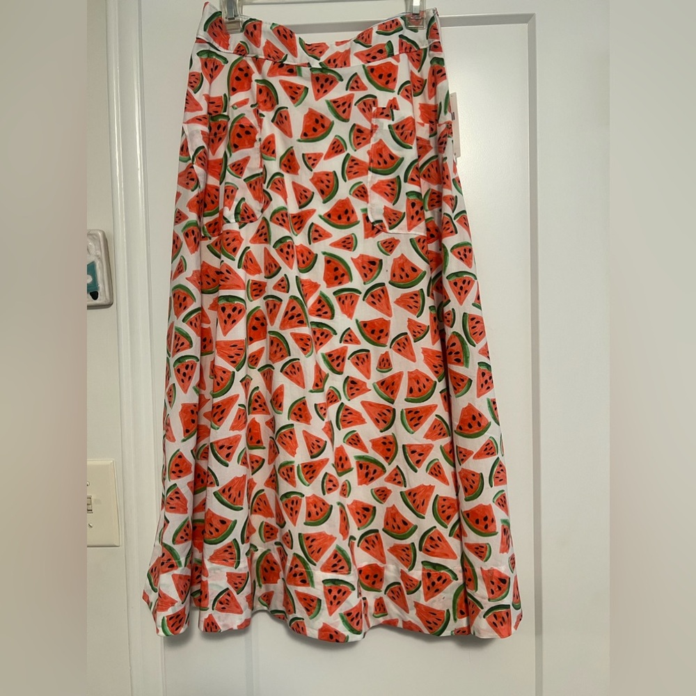 Conversations by Anthropologie Watermelon Midi Skirt, size 00